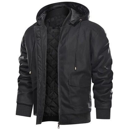 Elarova |  Herren-Lederjacke mit Kapuze