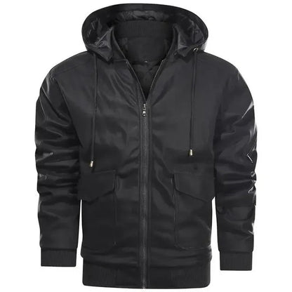 Elarova |  Herren-Lederjacke mit Kapuze