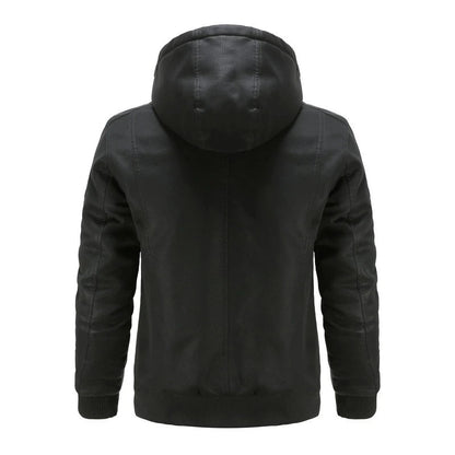 Elarova |  Herren-Lederjacke mit Kapuze