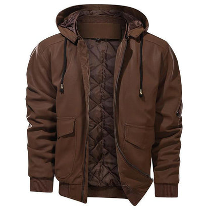 Elarova |  Herren-Lederjacke mit Kapuze