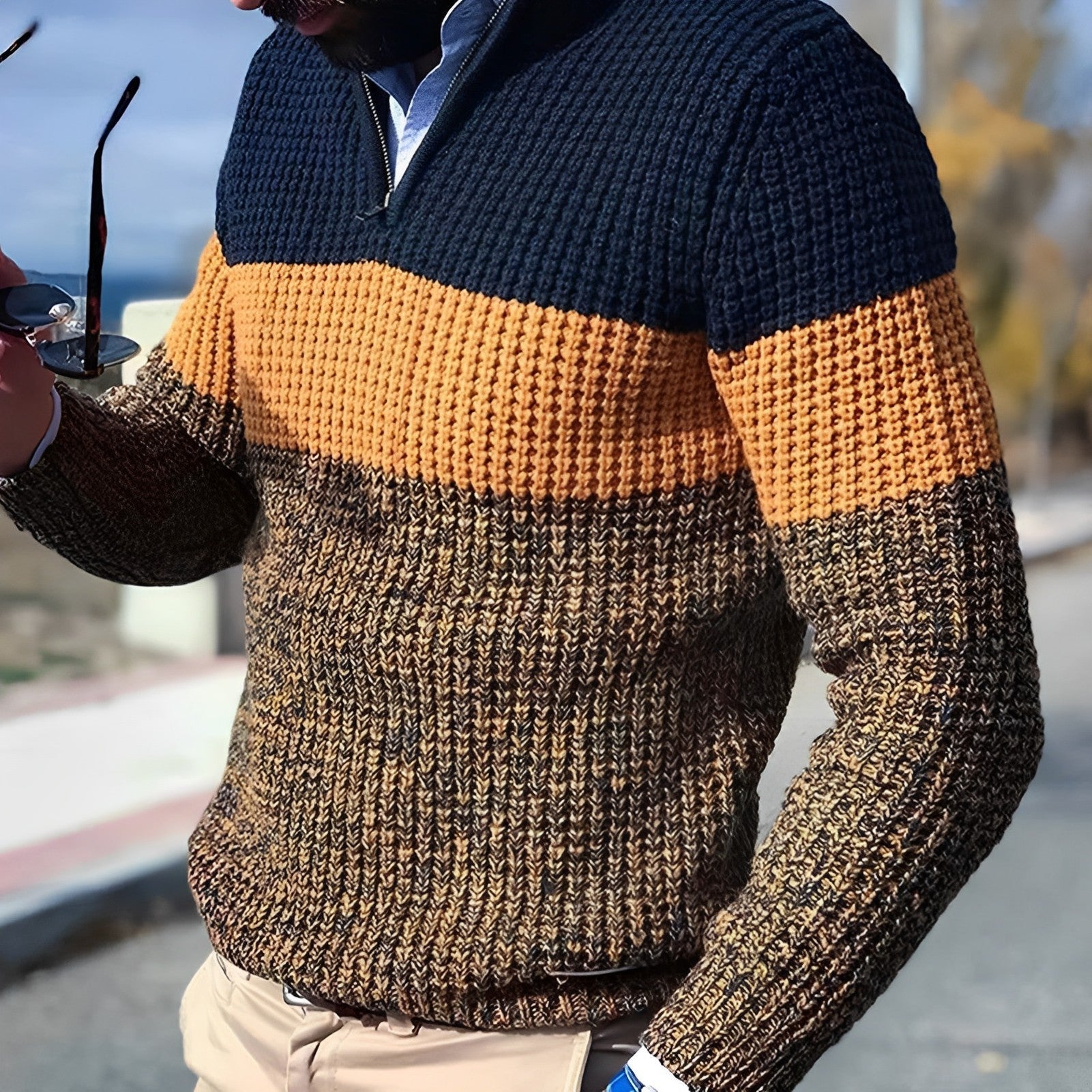 Herren-Pullover mit Tommy Farbblock-Design