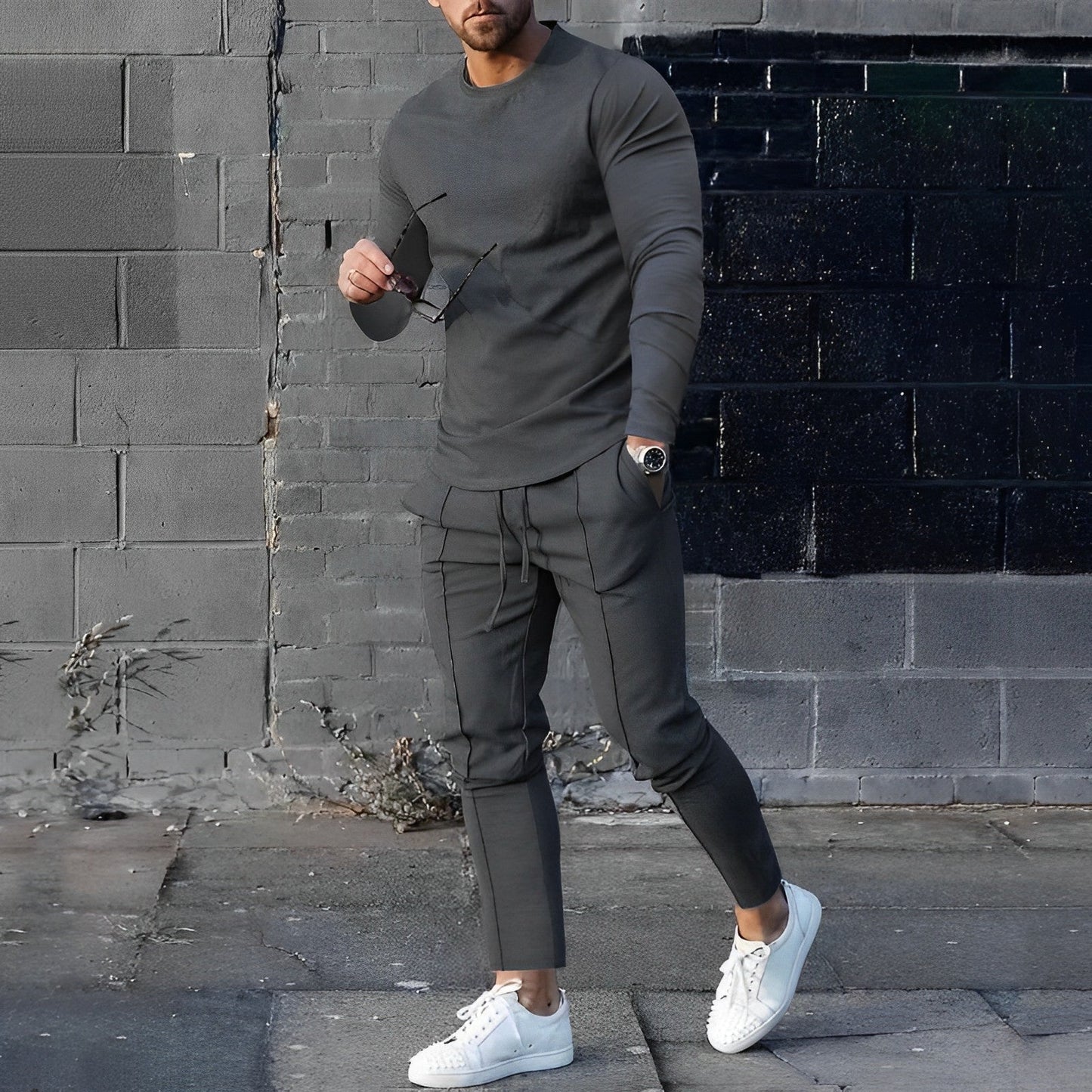 Herren-Set: Klassischer Langarm-Pullover und Hose – Modell Edward