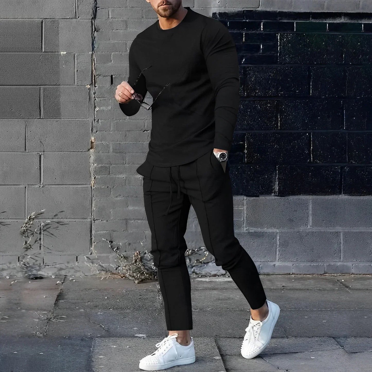Herren-Set: Klassischer Langarm-Pullover und Hose – Modell Edward