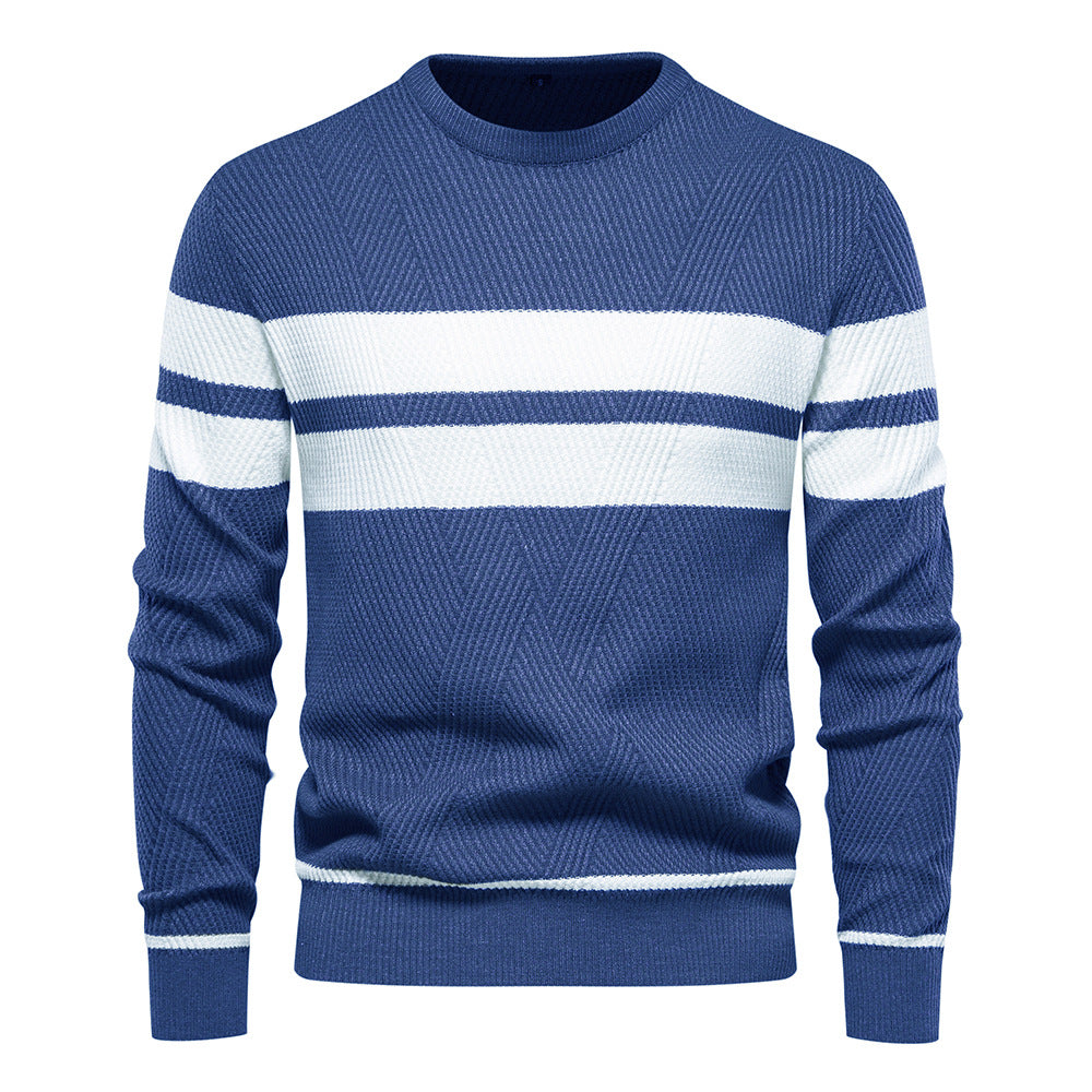 Herren Streifenpullover mit Rundhals - Klassisch Modern