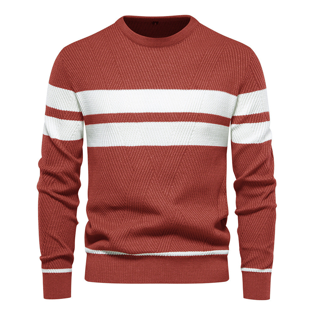 Herren Streifenpullover mit Rundhals - Klassisch Modern