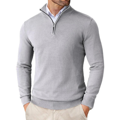 Herren Strickpullover mit Reißverschluss am Kragen - Weicher Baumwollmix
