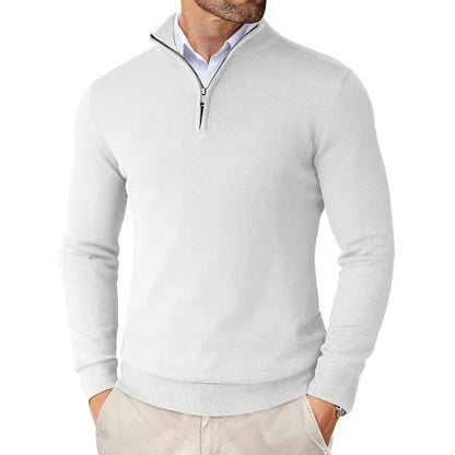 Herren Strickpullover mit Reißverschluss am Kragen - Weicher Baumwollmix