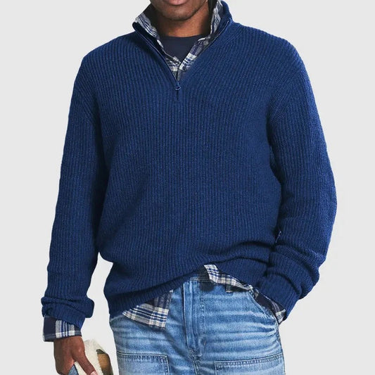 Herren Strickpullover mit halbem Reißverschluss