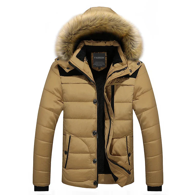 Herren Winterparka mit Kapuze und Pelzkragen - Elmeric