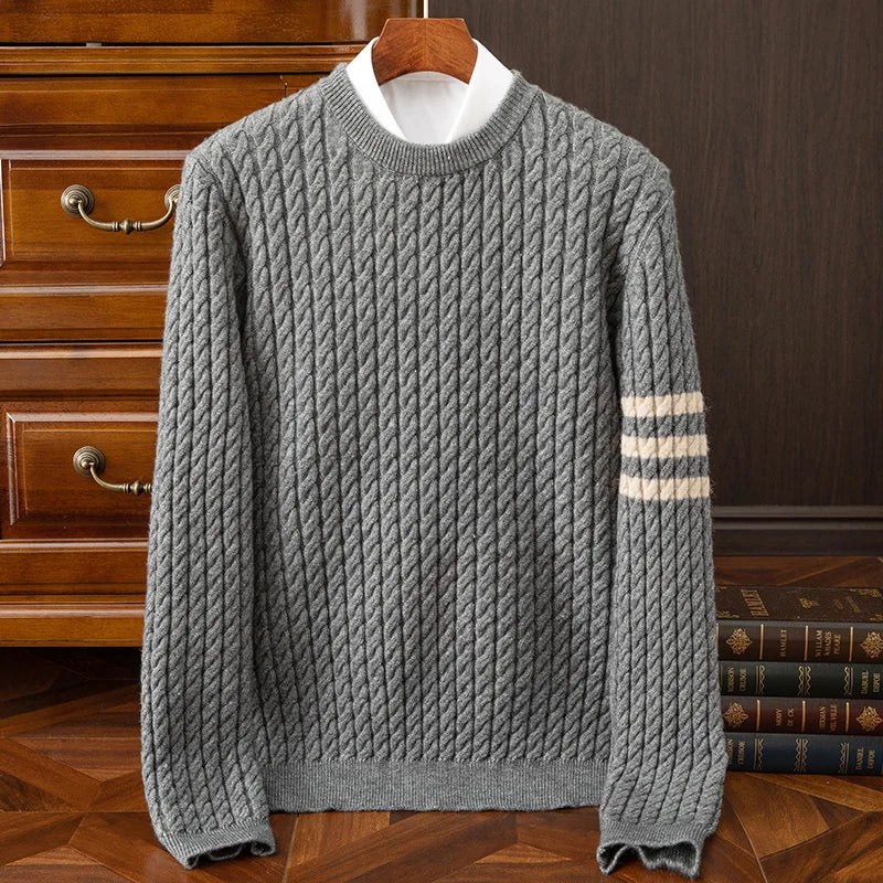 Herren Zopfstrick Pullover in Wollmischung
