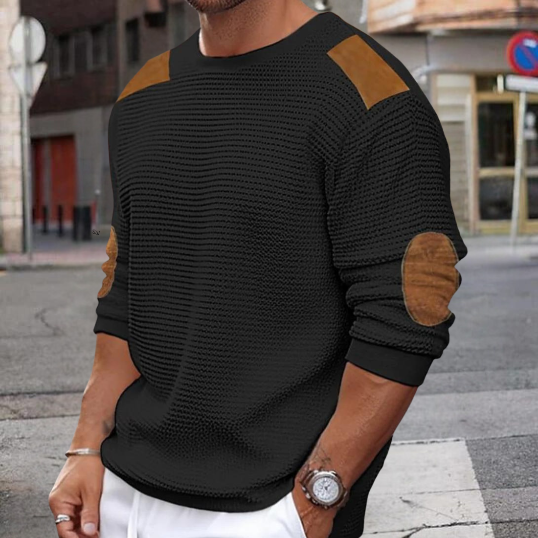 Herrenpullover im Patchwork-Strickdesign - Ian