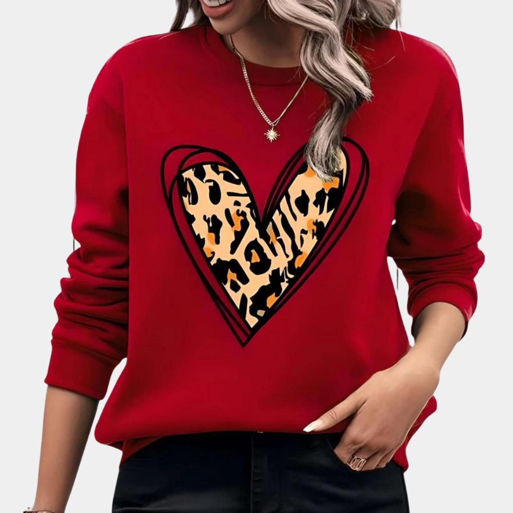Herzerwärmender Damenpullover mit niedlichem Herzprint