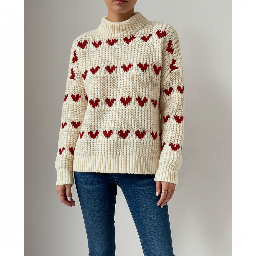 Weicher Hochkragen Pullover Damen