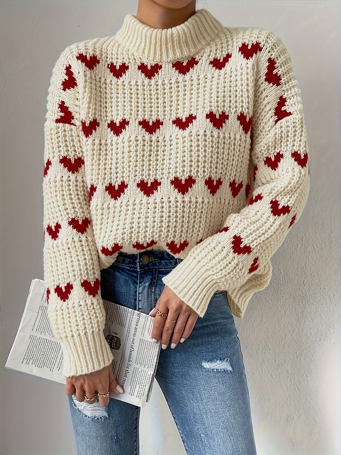 Weicher Hochkragen Pullover Damen