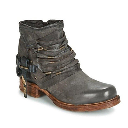 Hochwertige Damen-Lederstiefeletten Ulva mit Absatz