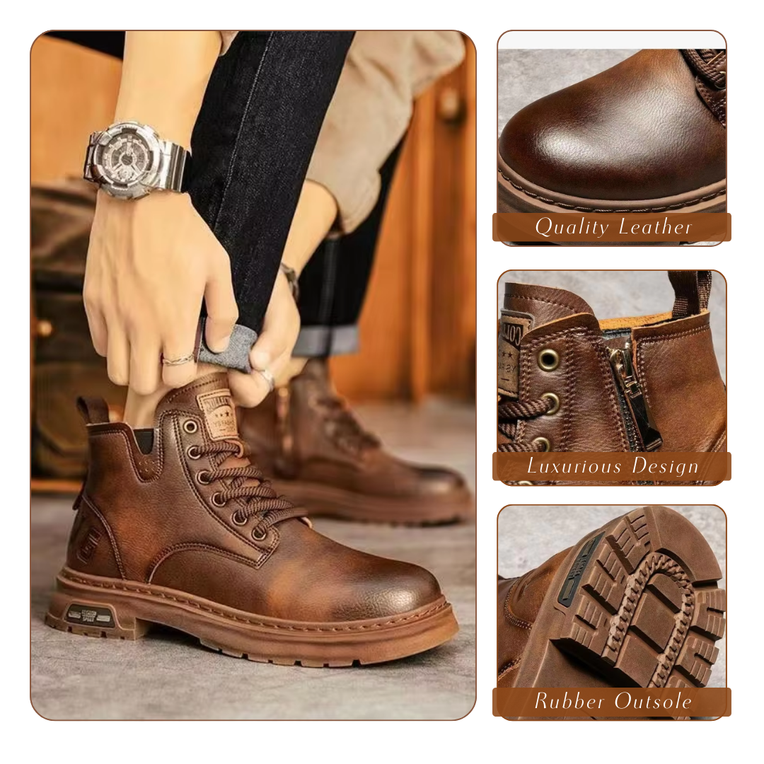 Hochwertige Herren Schnürstiefel mit Reißverschluss