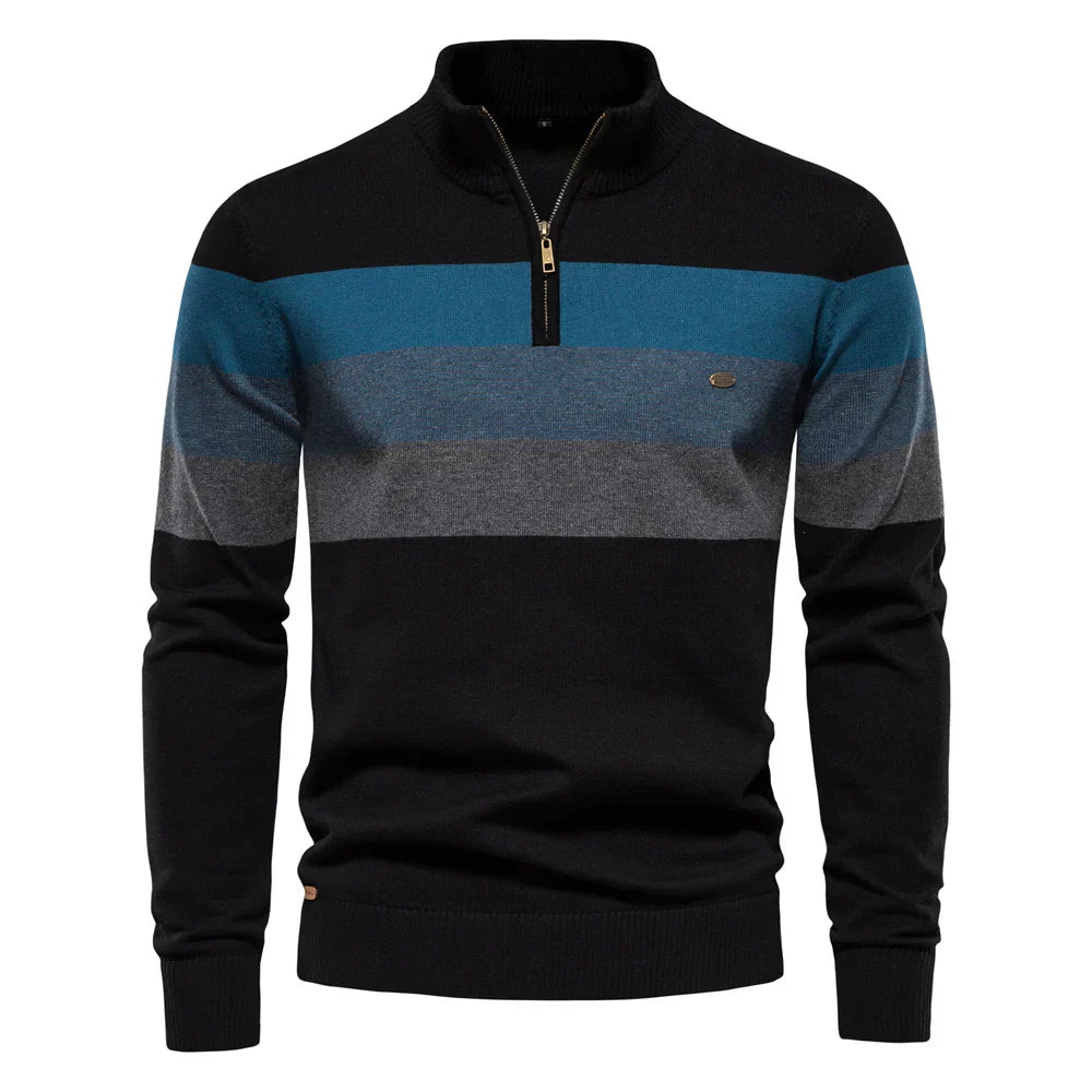 Hochwertiger Herren-Pullover mit Stehkragen und Halbzip - Stan