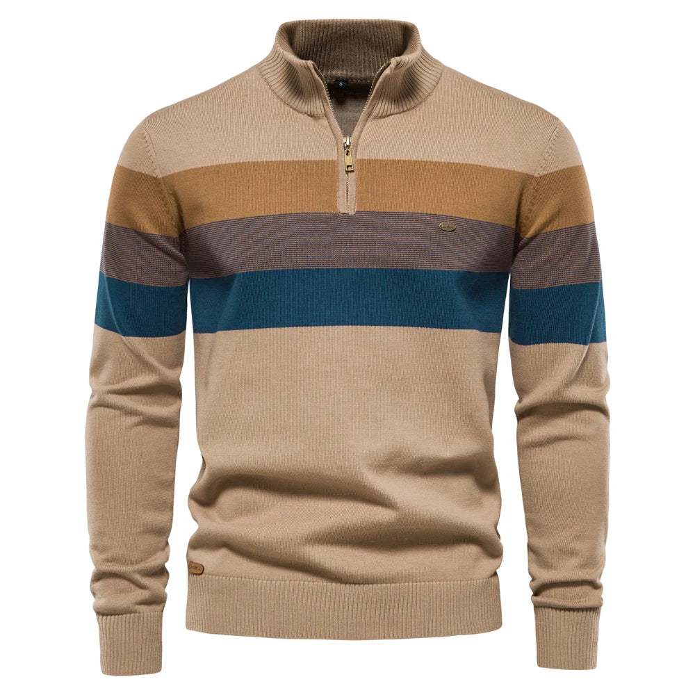 Hochwertiger Herren-Pullover mit Stehkragen und Halbzip - Stan