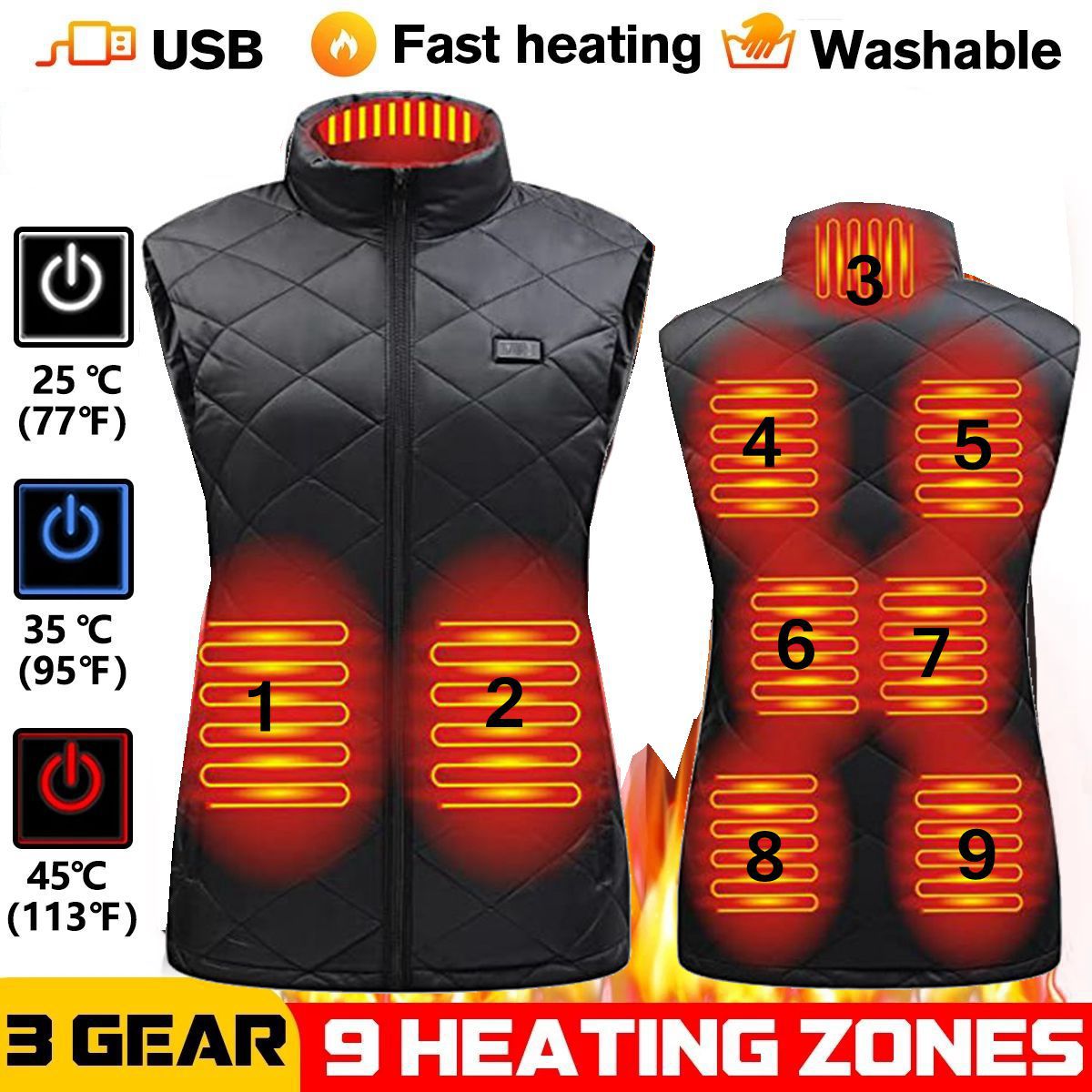 Intelligente beheizbare Damenweste – Leichte Softshell-Weste mit Heizfunktion und 3 Wärmestufen – Winddicht, atmungsaktiv und angenehm tragbar – Für Herbst und Winter