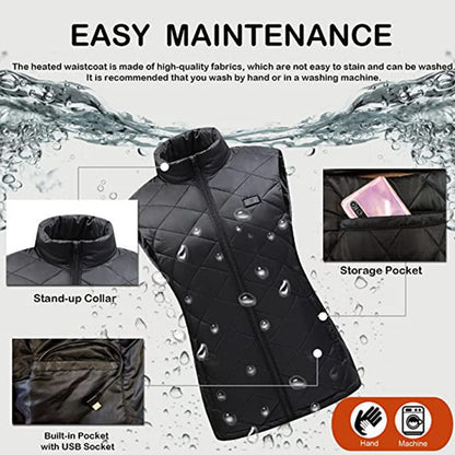 Intelligente beheizbare Damenweste – Leichte Softshell-Weste mit Heizfunktion und 3 Wärmestufen – Winddicht, atmungsaktiv und angenehm tragbar – Für Herbst und Winter