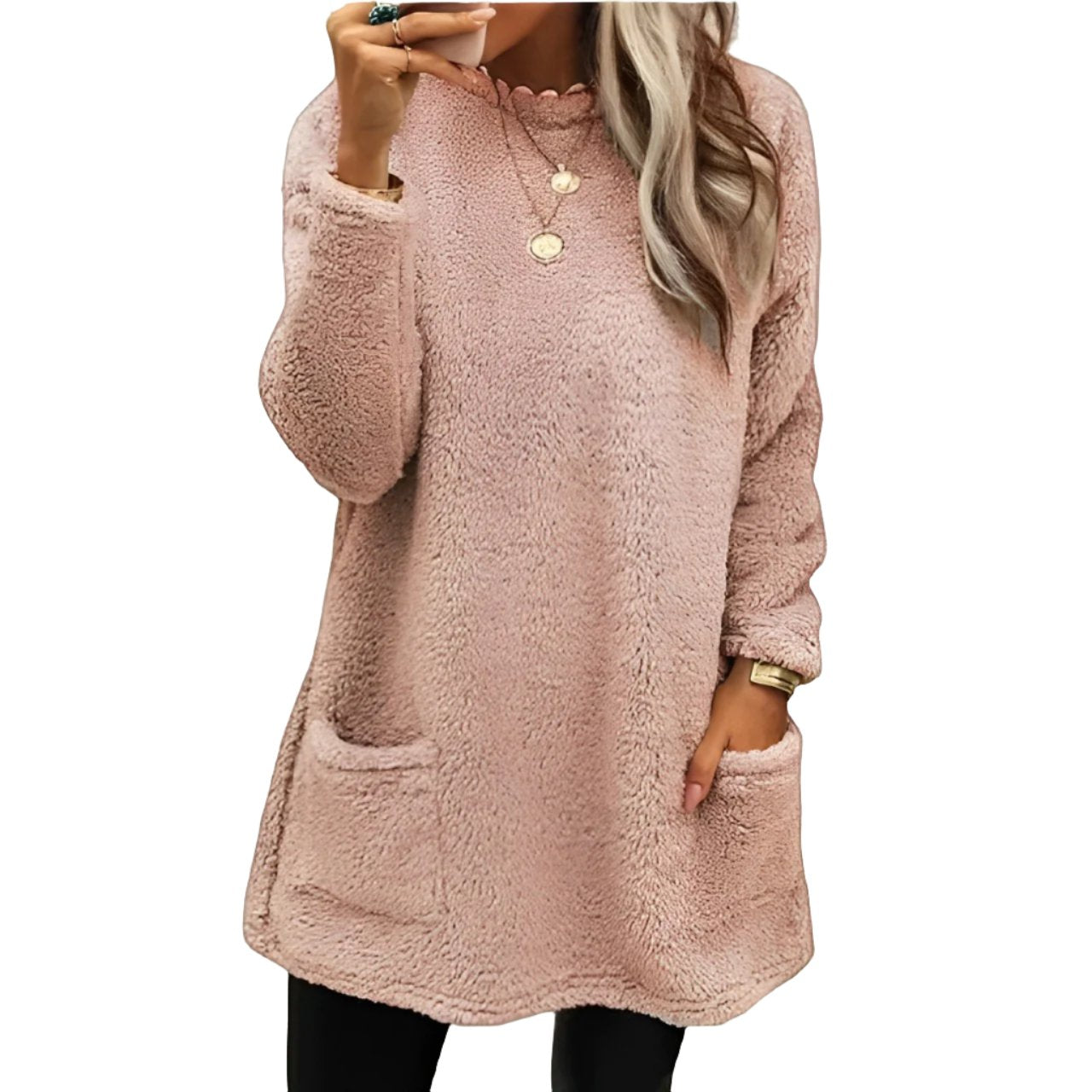 Jessamyn: Weicher Fleece-Pullover mit Taschen