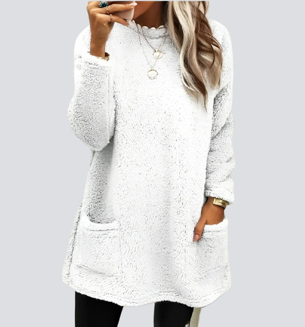 Jessamyn: Weicher Fleece-Pullover mit Taschen