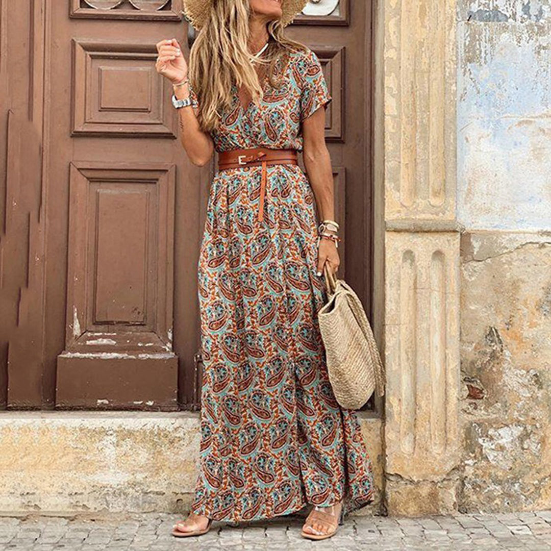 Boho-Kleid Damen Großes Maxikleid mit Muster