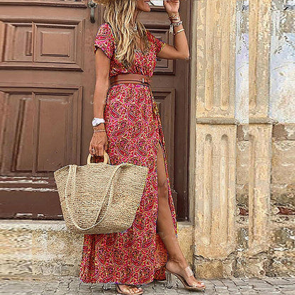 Boho-Kleid Damen Großes Maxikleid mit Muster