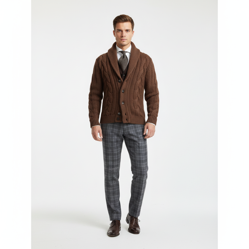 Herren-Weste Kabelstrick-Optik Ethan