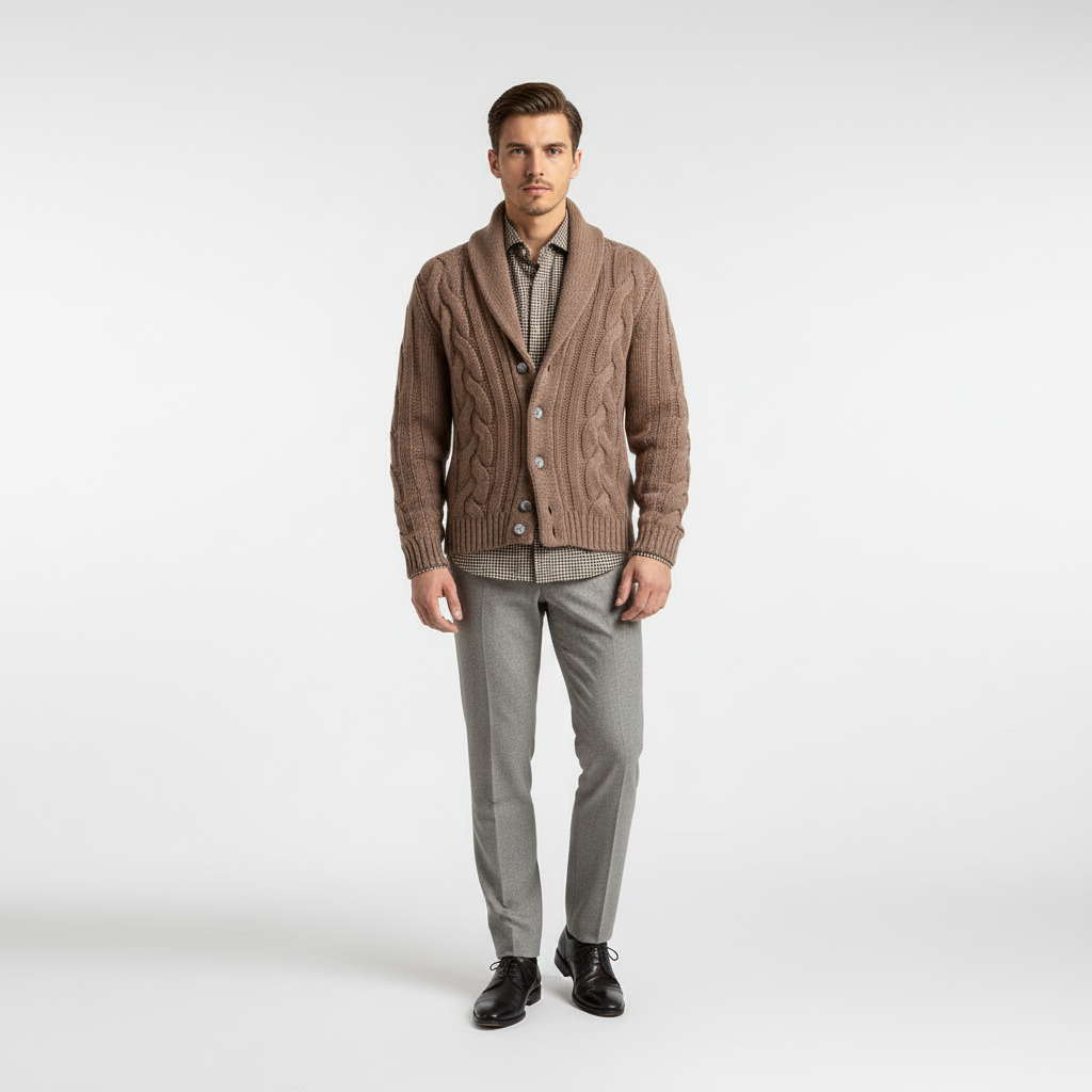 Herren-Weste Kabelstrick-Optik Ethan