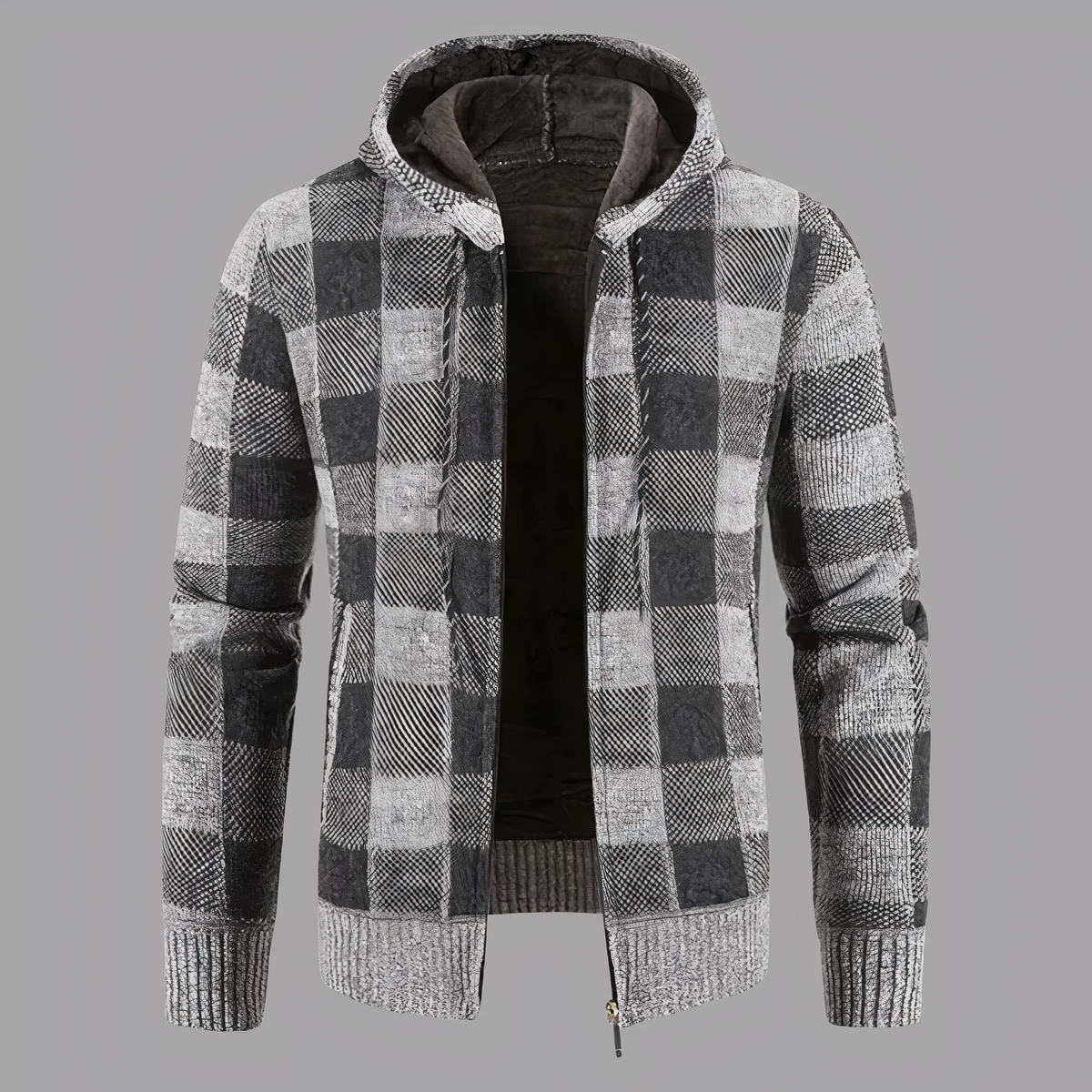 Kapuzenpullover Derwyn im karierten Design