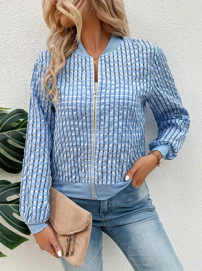 Karierte Bomberjacke in Weiß
