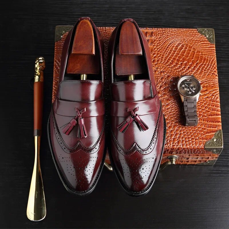 Klassische Herren Brogues mit Quasten - Orthopädisch - Schwarz