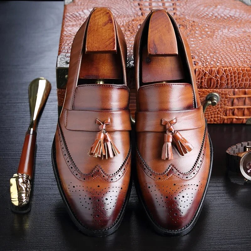 Klassische Herren Brogues mit Quasten - Orthopädisch - Schwarz