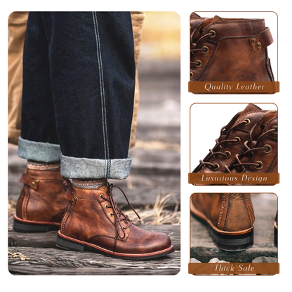 Klassische Retro Leder Stiefel für Herren