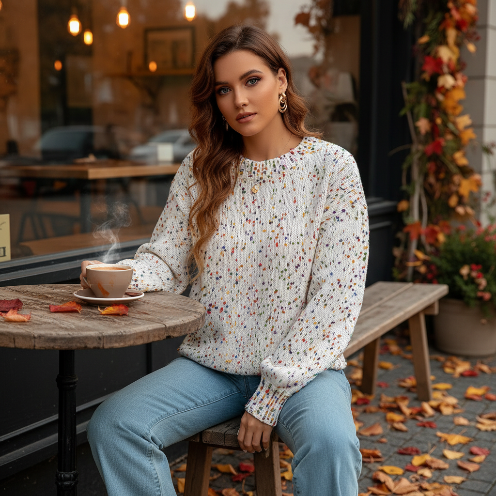 Weicher Rundhals Pullover Damen Klassisch - Elarova