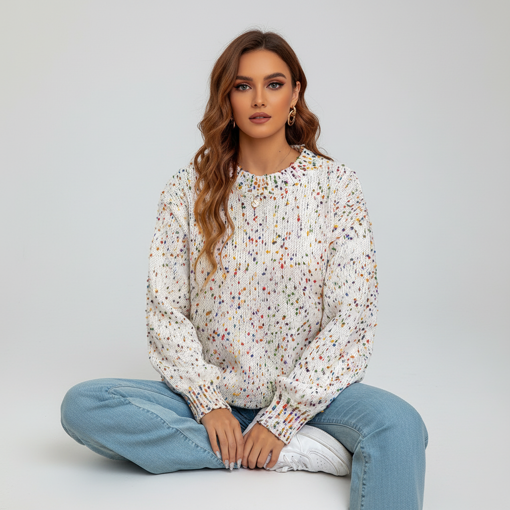 Weicher Rundhals Pullover Damen Klassisch