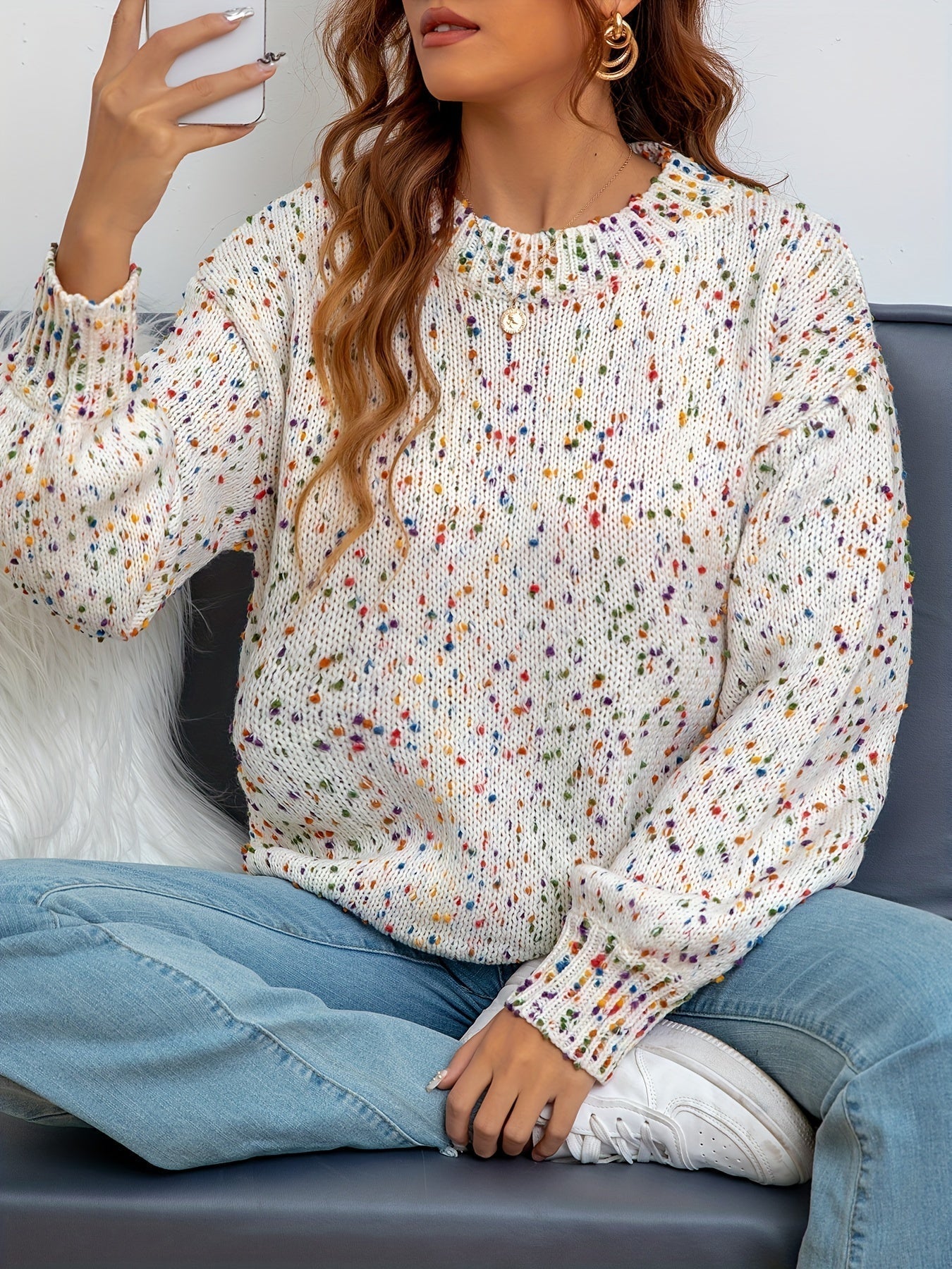 Weicher Rundhals Pullover Damen Klassisch