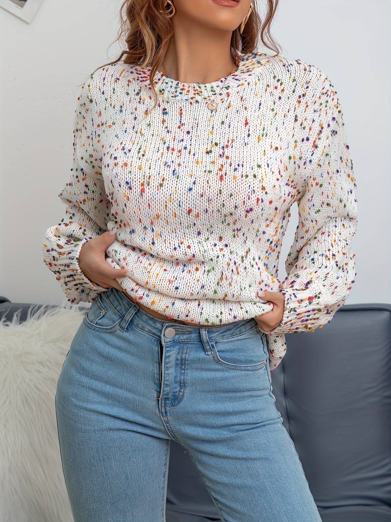 Weicher Rundhals Pullover Damen Klassisch