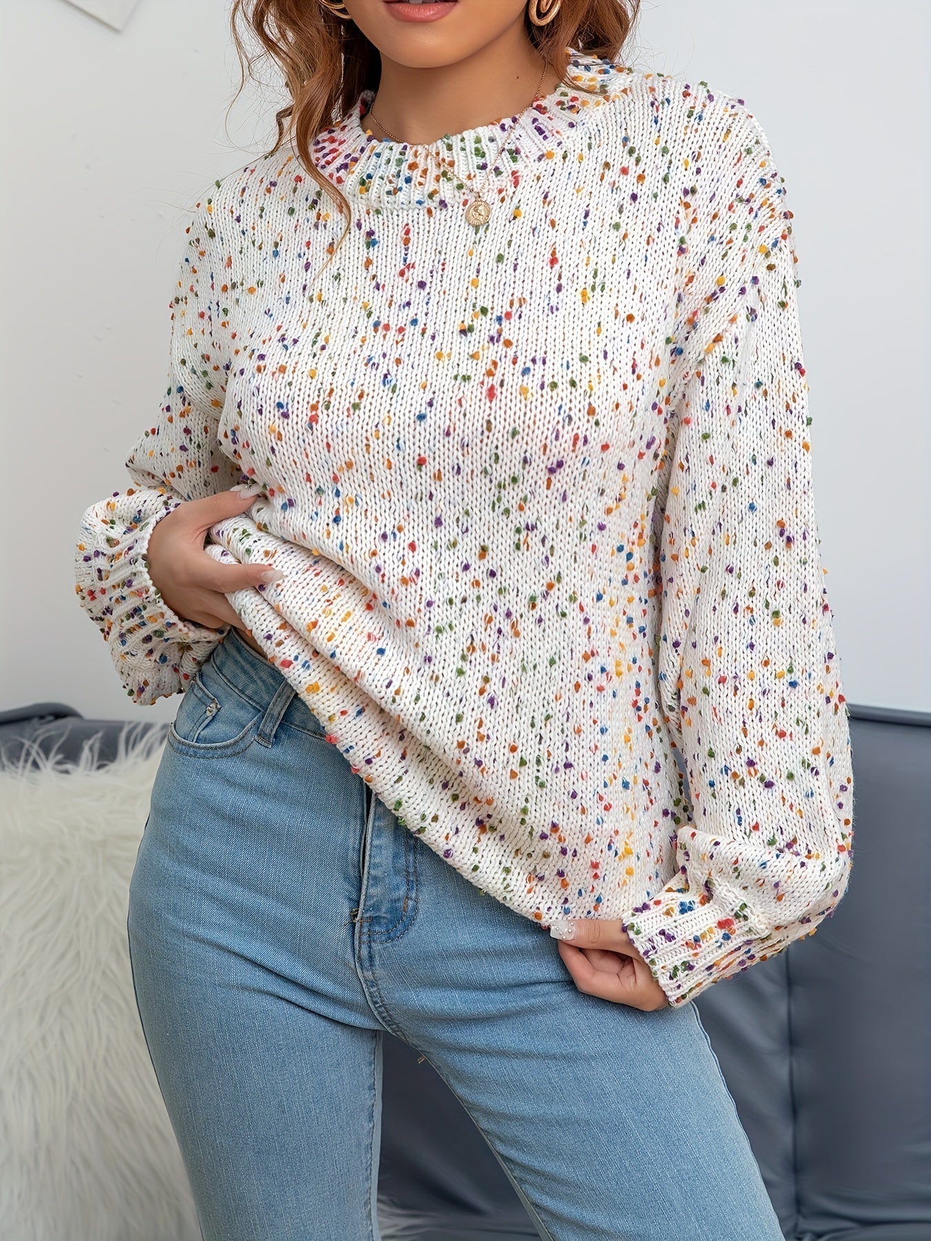 Weicher Rundhals Pullover Damen Klassisch