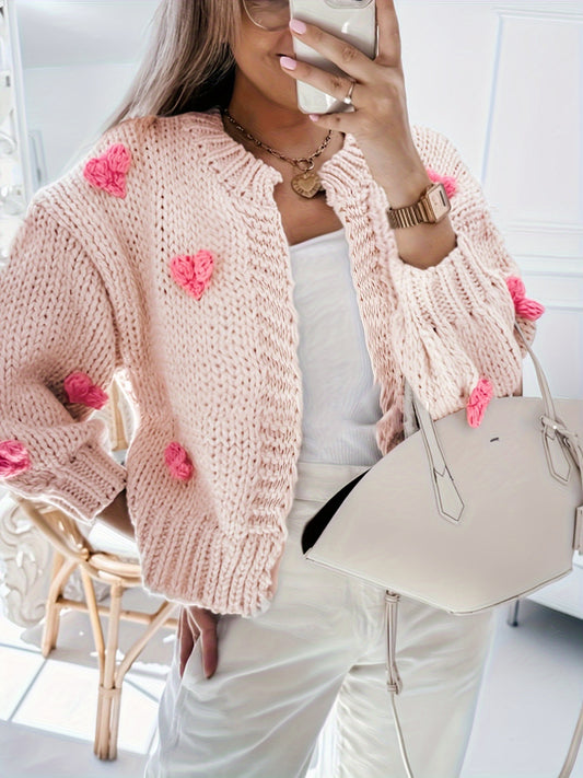 KnitVogue™ – Elegante Damen Strickjacke mit Rundhals