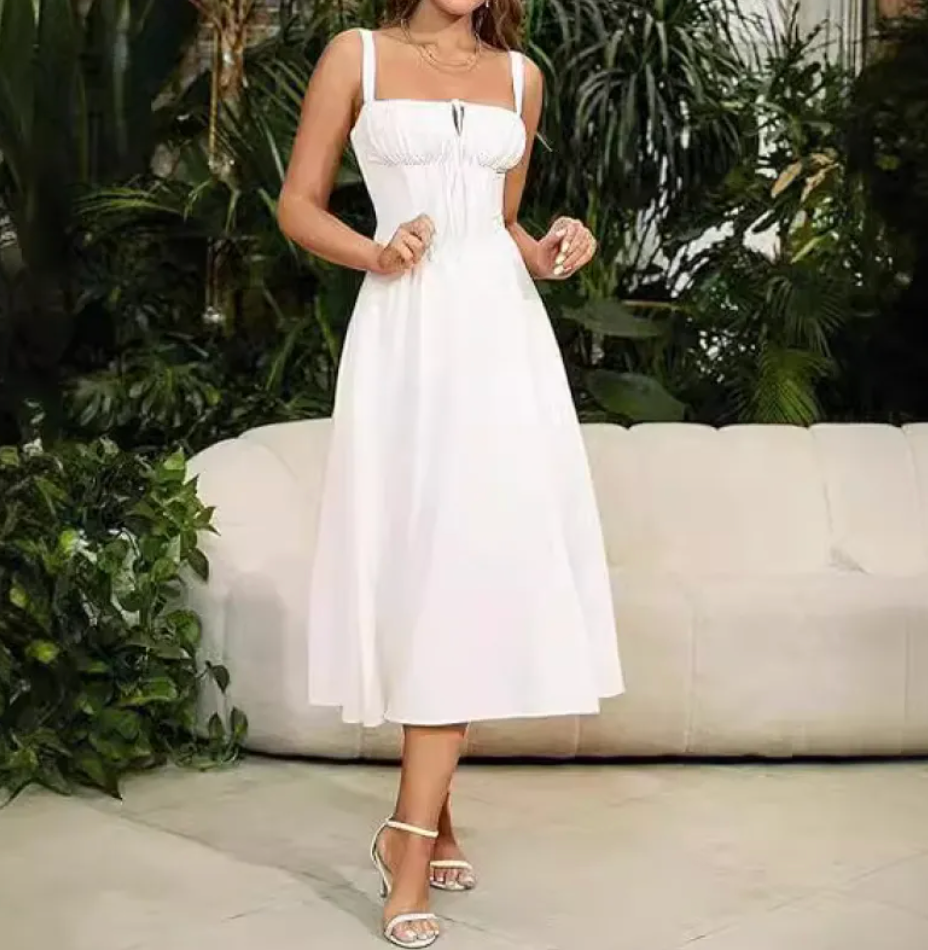 Korsett-Midi-Kleid im Old-Money-Stil für Damen