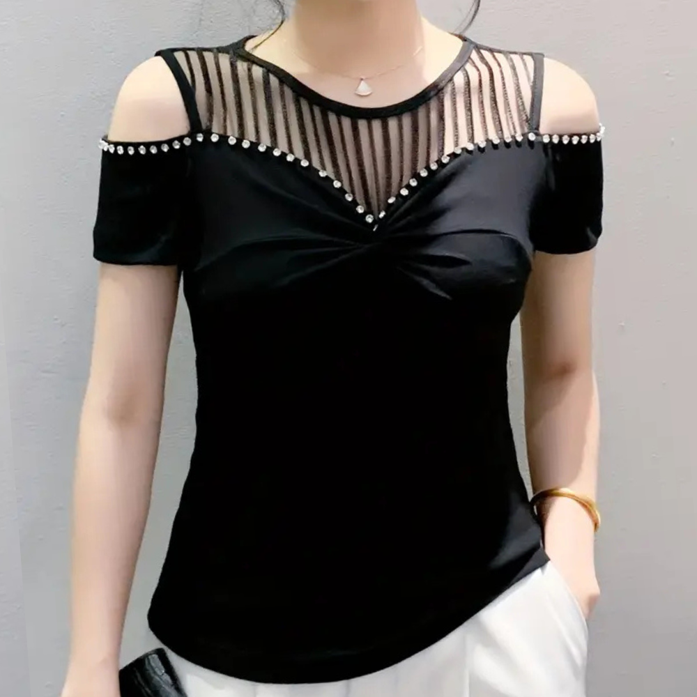 Damen Off Shoulder Top Sommer Oberteil Trendig
