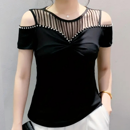 Damen Off Shoulder Top Sommer Oberteil Trendig
