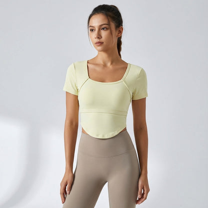 Damen Crop Top Kurzärmelig Sommer