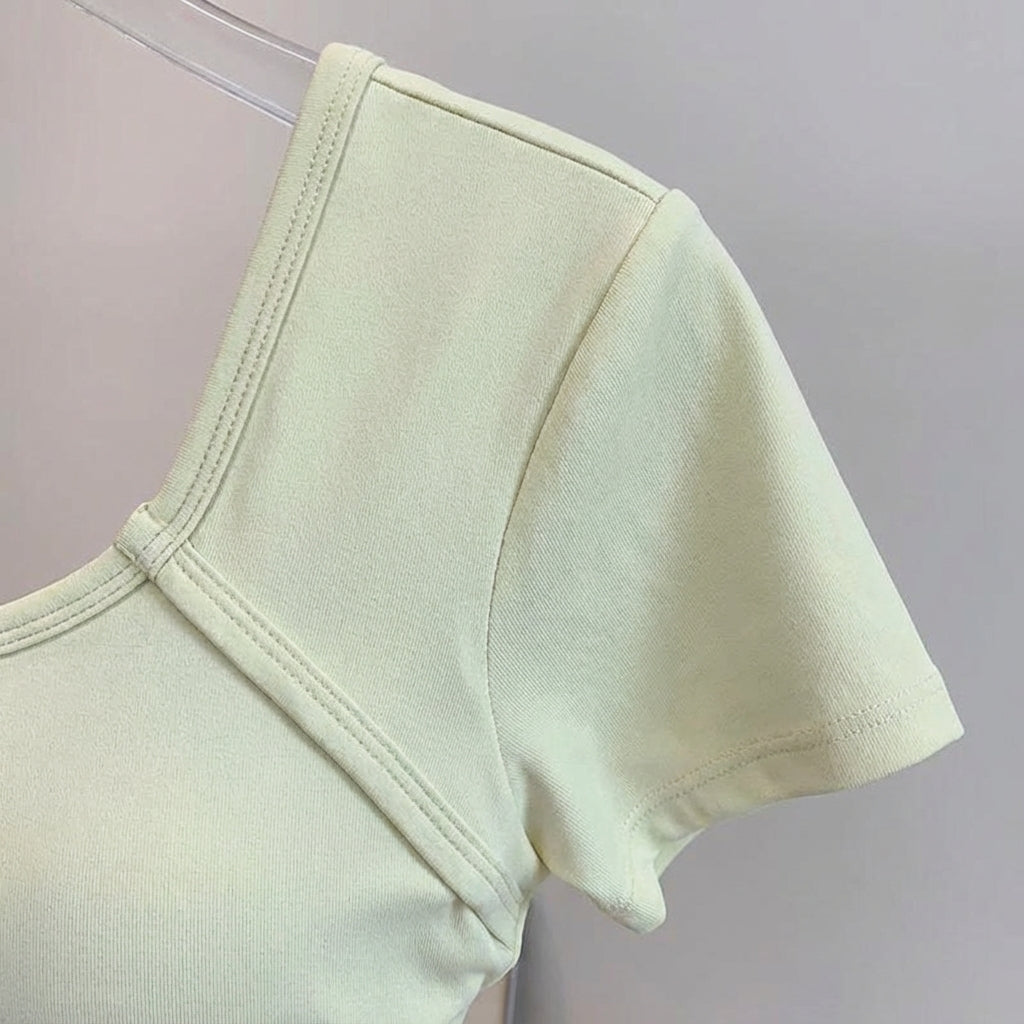 Damen Crop Top Kurzärmelig Sommer