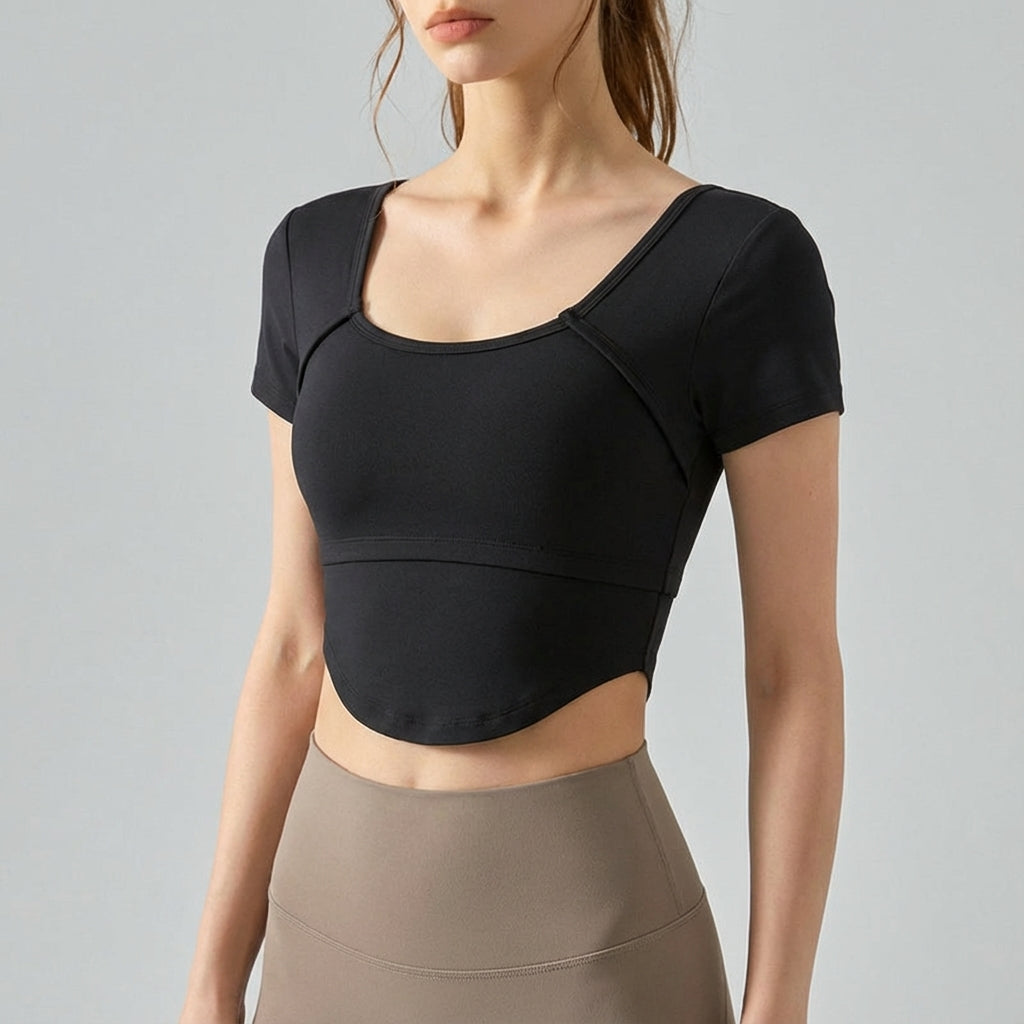 Damen Crop Top Kurzärmelig Sommer