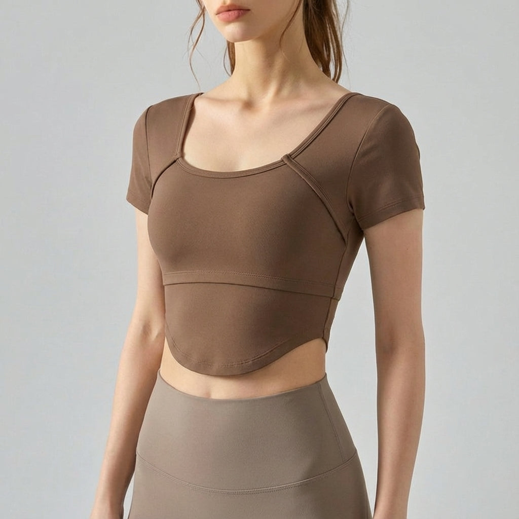 Damen Crop Top Kurzärmelig Sommer