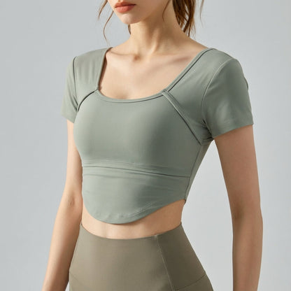 Damen Crop Top Kurzärmelig Sommer