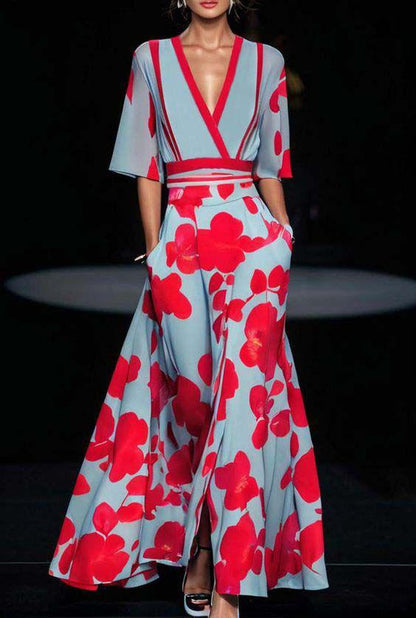 Kurzärmliges Leanne Maxikleid im Groovy-Stil